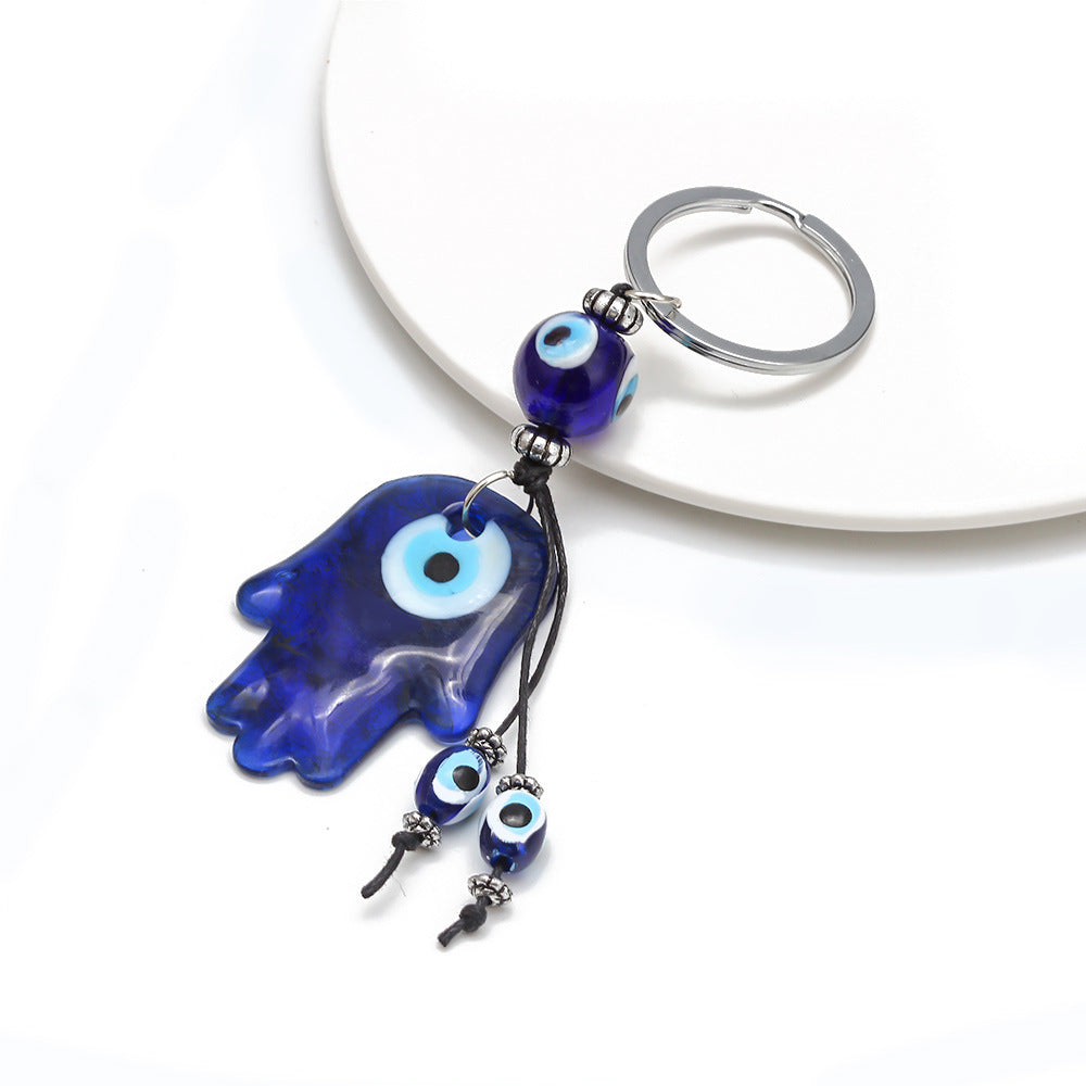 Wholesale Blue Resin Hand of Fatima Keychain